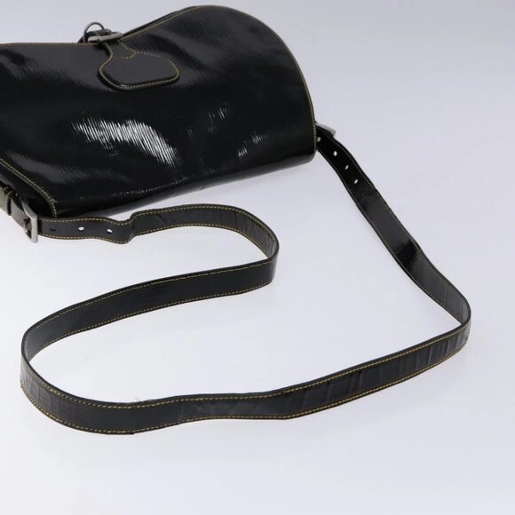 PRADA Shoulder Bag Enamel Black Silver Auth - Picture 6 of 15